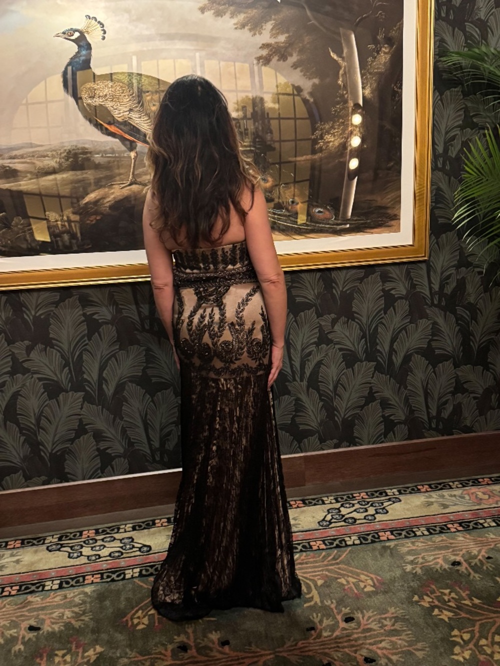 SEXY Art Deco Sue Wong vintage dress size 6 beaded gold and satin lace bodycon - Picture 2 of 7